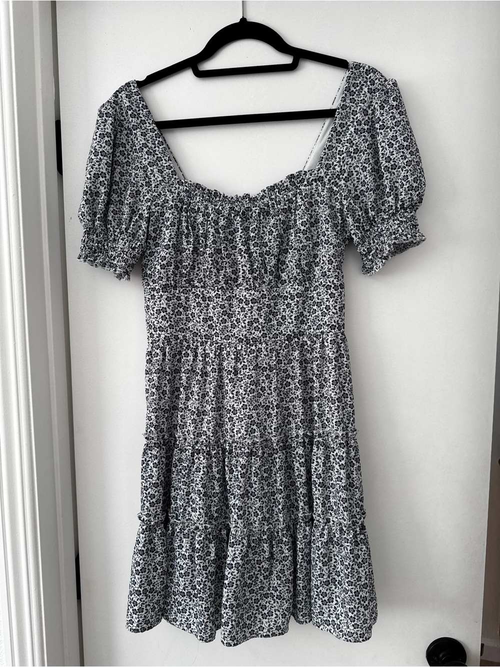 Trixxi Black and White Smocked Floral Midi Dress